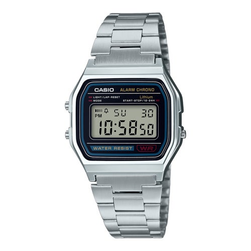 Unisex Vintage Digital Silver-Tone Stainless Steel Watch