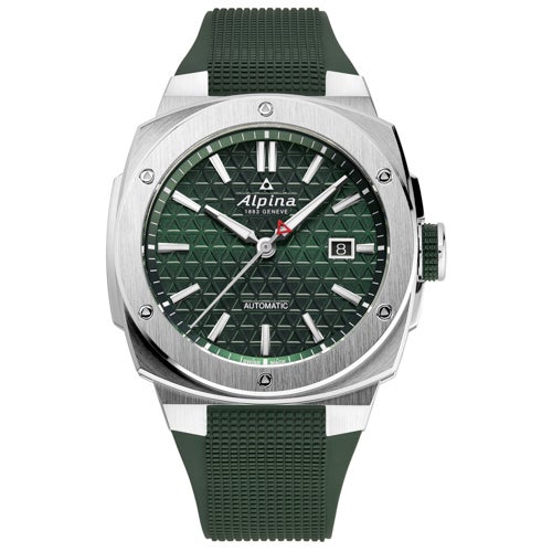 Men's Alpiner Extreme Automatic Green Rubber Strap Watch, Green Dial