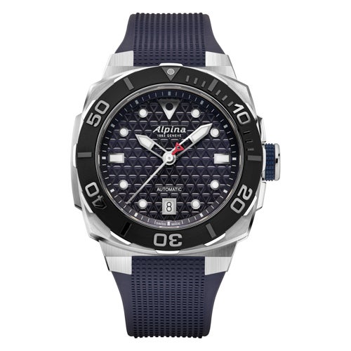 Mens Seastrong Diver Extreme Automatic Navy Rubber Strap Watch, Navy Dial