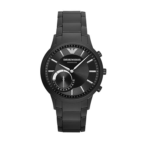 armani exchange connected men's black hybrid smartwatch