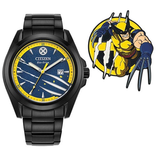 Men's Wolverine Eco-Drive Black IP Stainless Steel Watch, Blue Dial