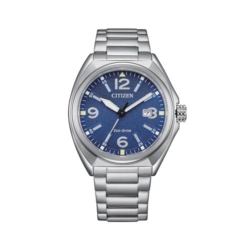 Mens Sport Casual Silver-Tone Stainless Steel Watch Blue Dial