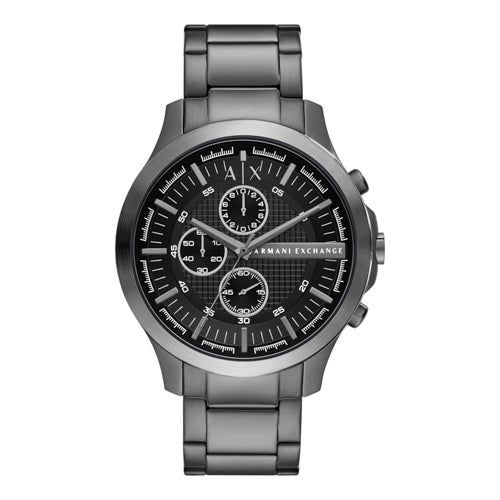 Mens Hampton Chronograph Gunmetal Stainless Steel Watch, Black Dial