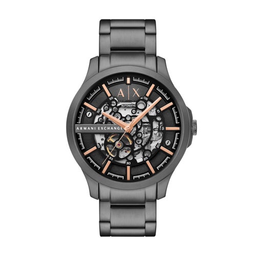 Mens Hampton Chronograph Black Stainless Steel Watch, Black Dial