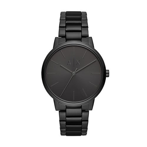 Mens Cayde Black Stainless Steel Watch, Black Dial