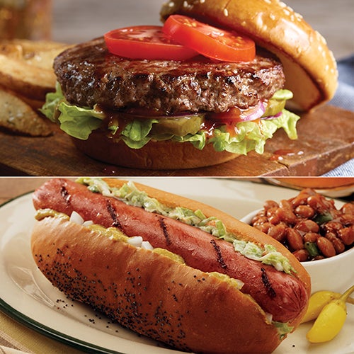 Twelve 4.5oz Classic Steakburgers & Twelve 3.2oz Beef Hotdogs