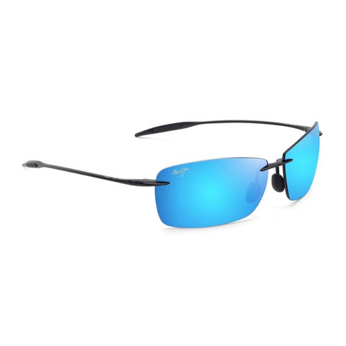 Lighthouse Polarized Sunglasses, Shiny Black Frame, Blue Hawaii Lens