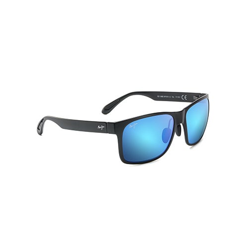 Red Sands Polarized Sunglasses, Matte Black Frame, Blue Hawaii Lens
