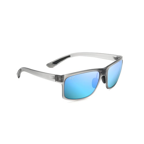 Pokowai Arch Polarized Sunglasses, Matte Gray Frame, Blue Hawaii Lens