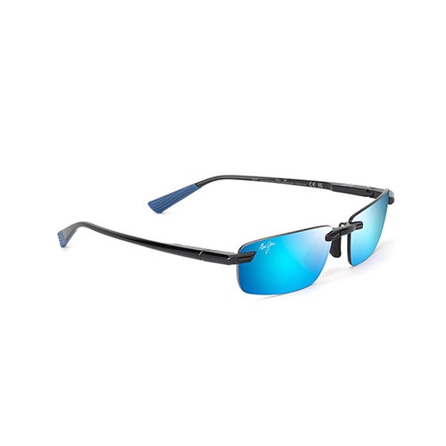 Ilikou Polarized Sunglasses, Shiny Black Frame, Blue Hawaii Lens