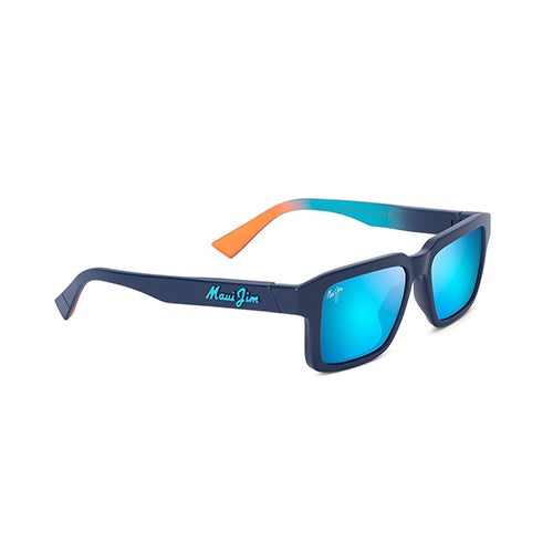 Kahiko Polarized Sunglasses, Matte Dark Blue Frame, Blue Hawaii Lens
