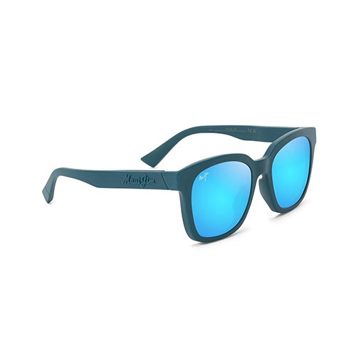 Honua Asian Fit Polarized Sunglasses, Matte Petrol Blue Frame, Blue Hawaii Lens