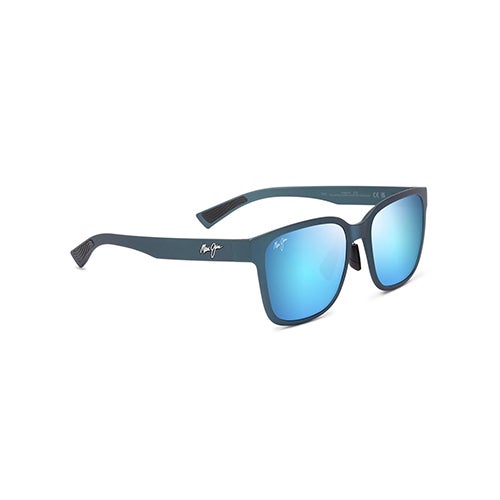 Paulele Asian Fit Polarized Sunglasses, Matte Teal-Blue Frame, Blue Hawaii Lens