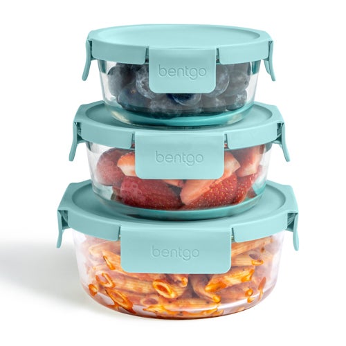 6pc Glass Leakproof Food Storage Set, Soft Aqua