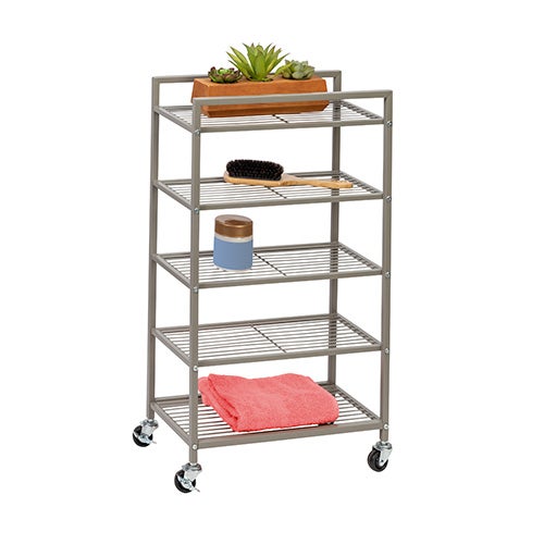 Rolling Bathroom Steel Storage Cart, 5 Tiers