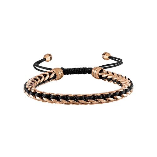 Latin GRAMMY Rose Gold-Tone Links/Black Cord Bolo Bracelet
