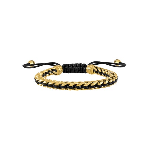 Classic Gold-Tone Links/Black Cord Bolo Bracelet