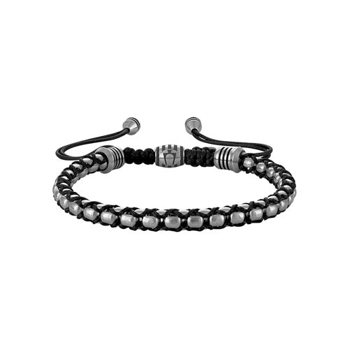 Icon Silver-Tone & Black Cord Bolo Bracelet