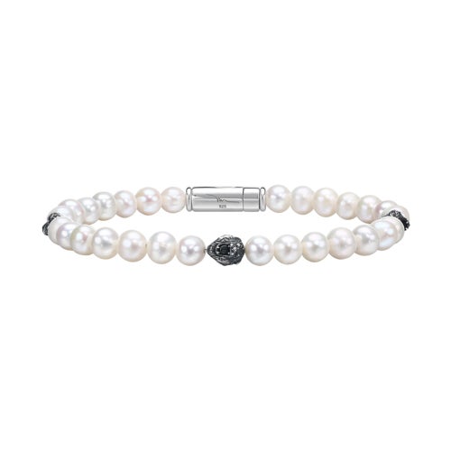 Mark Anthony Lions Head Pearl & Sterling Silver Beaded Bracelet, 8.5"