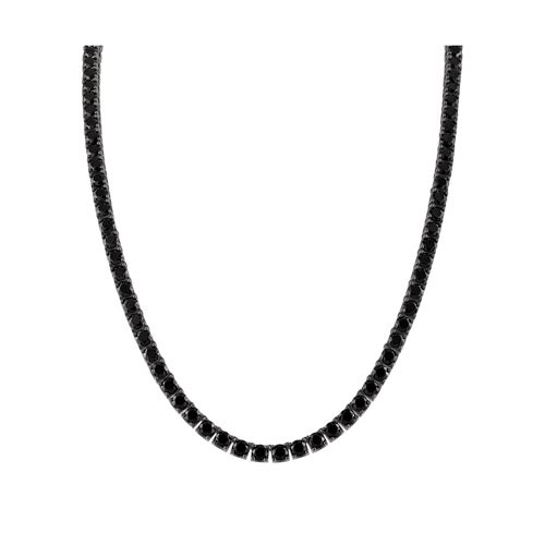 Classic Black Sterling Silver & Black Spinel Tennis Necklace, 22"