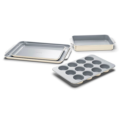 5pc Non-Toxic Nonstick Ceramic Bakeware Set, Cream