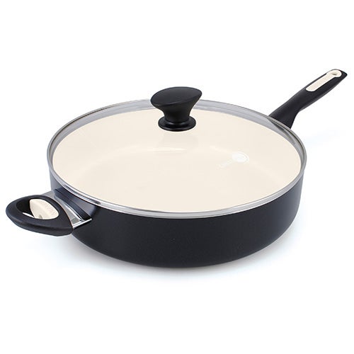 Rio 5qt Ceramic Nonstick Covered Saute Pan, Black