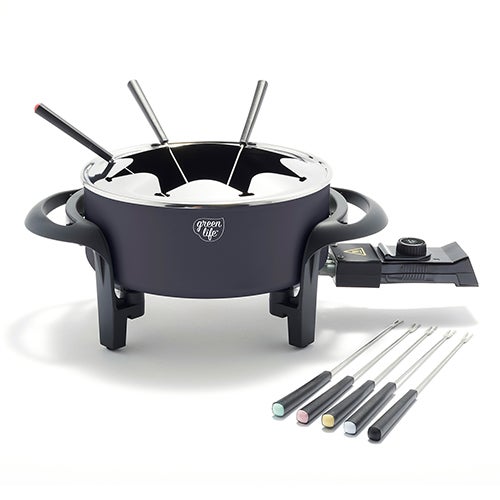 Healthy Ceramic Nonstick Fondue Part Set, Black