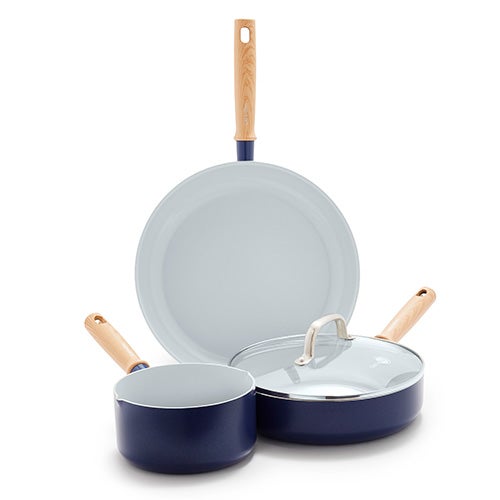 Hudson 4pc Ceramic Nonstick Aluminum Cookware Set, Navy