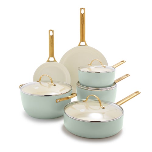 Reserve Ceramic Nonstick 10pc Cookware Set, Julep Green