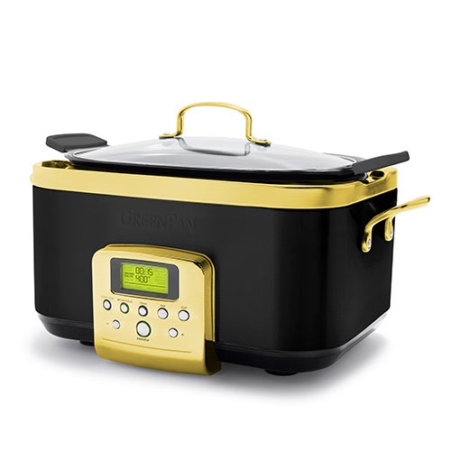 Elite Reserve 6qt Ceramic Nonstick Slow Cooker, Black/Reserve Gold