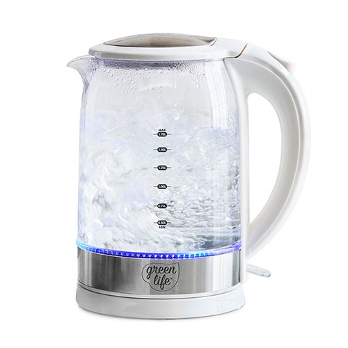 Qwik & EZ Electric Glass Kettle, White