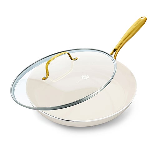 Studio Ceramic Nonstick 12" Fry Pan w/ Lid, Linen