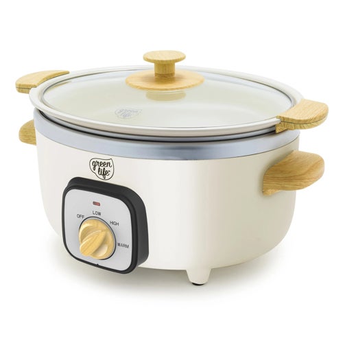 Healthy 3.5qt Slow Cooker w/ Wood Handles, Cream