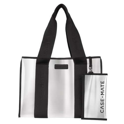 Jelly Tote Bag w/ Phone Pouch, Silver Chrome
