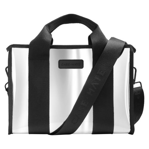 Medium Crossbody Jelly Zip Tote Bag, Silver Chrome