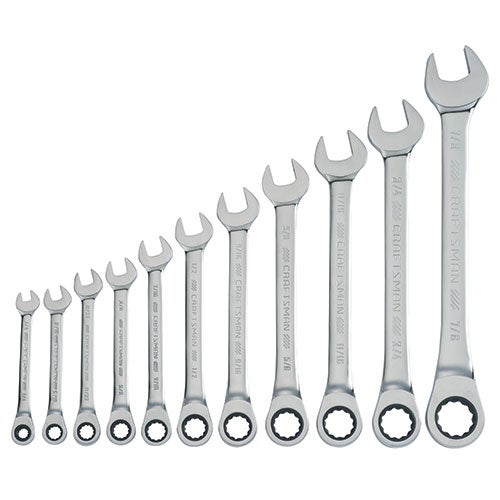 11pc SAE Ratcheting Combination Wrench Set