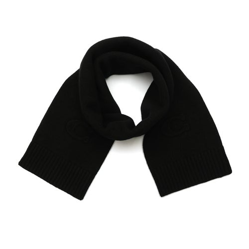 Signature Embossed C Knit Muffler, Black