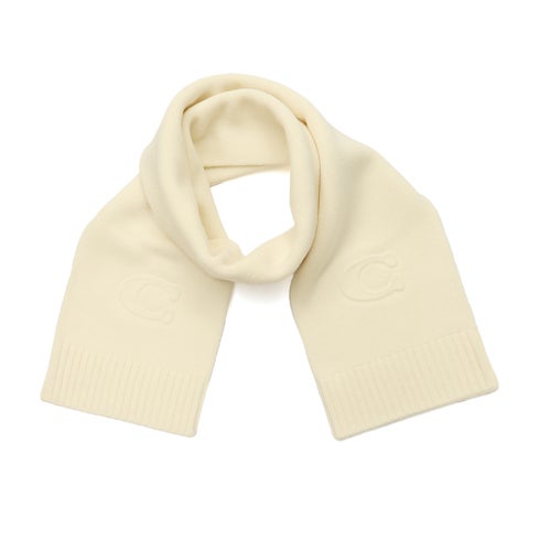 Signature Embossed C Knit Muffler, Chalk