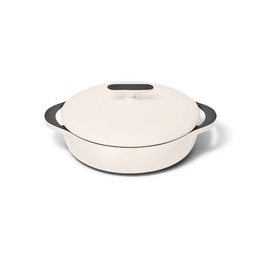 3.5qt Enameled Cast Iron Braiser w/ Domed Lid, Cream