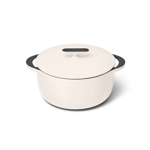 6.5qt Enameled Cast Iron Dutch Oven w/ Flat Lid, Cream