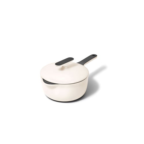 1.8qt Enameled Cast Iron Mini Sauce Pan w/ Lid, Cream
