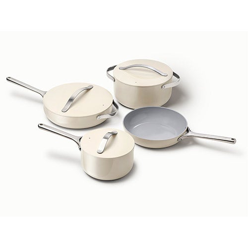 Non-Toxic Ceramic Nonstick Cookware Set, Cream