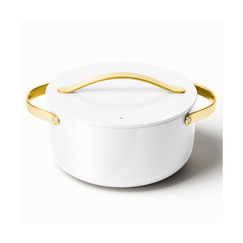 6.5qt Iconics Nonstick Ceramic Dutch Oven, White/Gold