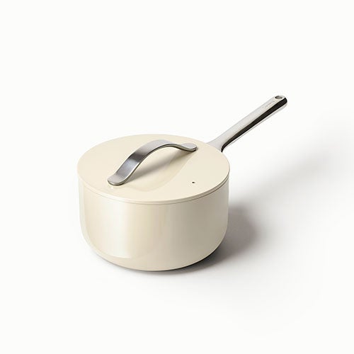 3qt Nonstick Ceramic Saucepan, Cream