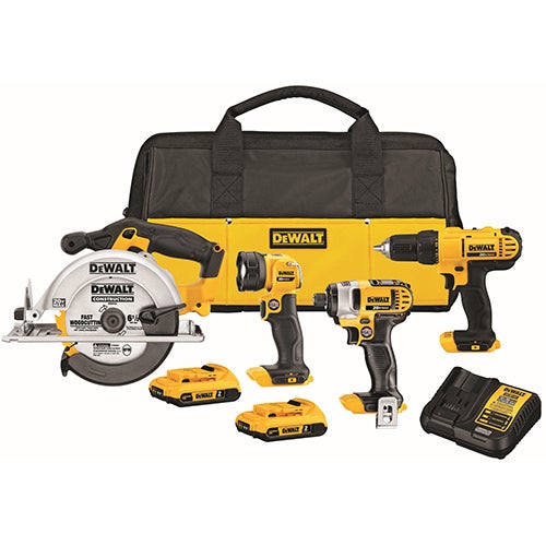 20V MAX Cordless 4-Tool Combo Kit- Drill, Impact Driver, Circular Saw, Worklight