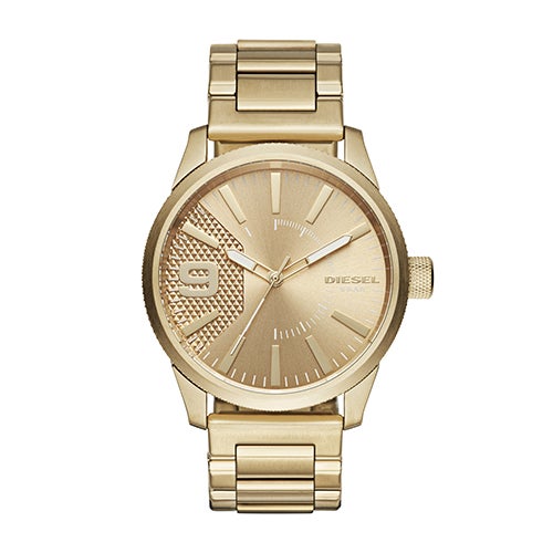 Mens Rasp Stainles Steel Gold-Tone Watch, Gold Dial