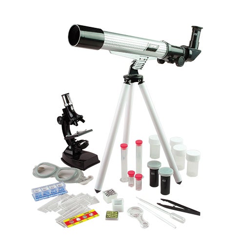 science set telescope and microscope