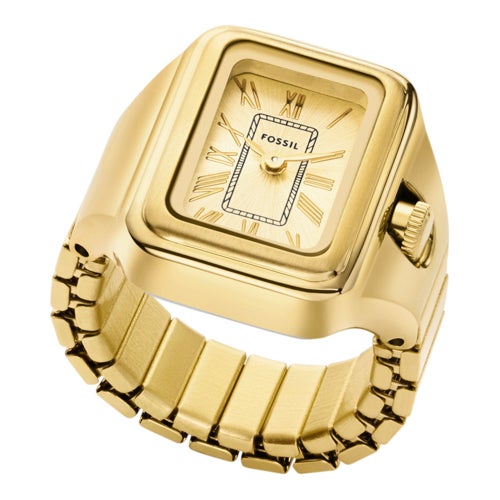 Ladies Raquel Gold-Tone Square Ring Watch, Gold Dial
