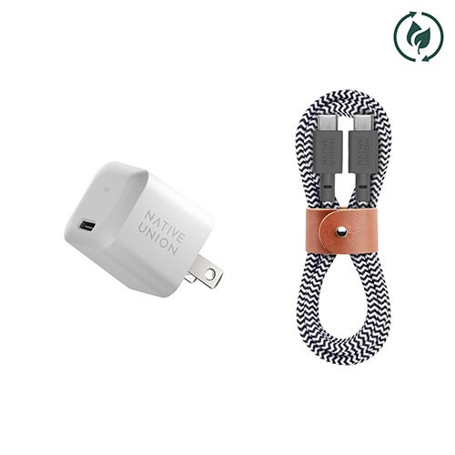 Native Union Fast GaN cargador dual USB-C 67W PD negro