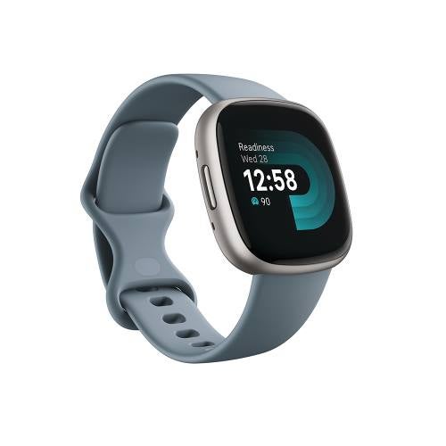 Versa 4 Smartwatch, Waterfall Blue/Platinum